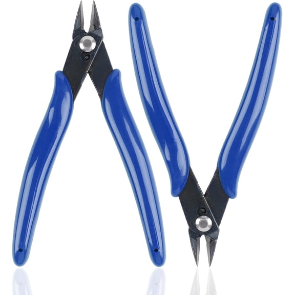 2 Pack Micro Wire Cutters, 5 Inches Flush Cutters Pliers, Diagonal Side Cutters Nippers, Zip Tie Sprue Cutter for Electronics, Plastic Models, Jewelry (Blue)