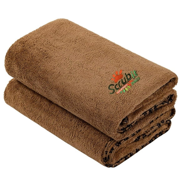 2 Pack Microfiber Bath and Beach Towel for Pets by Scrub It - Super Absorbent and Quick Drying - Perfect for Large, Medium, Small Dogs and Cats by SCRUBIT