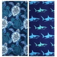 thumbnail image 1 of 2 Pack Microfiber Beach Towel 72' x 36 ' Oversized Extra Large XL Fast QuIck Dry Sand Free Lightweight Proof Mat Camp Big Towels Lounge Cover for Adults Men Women Gift - Blue Tropical Turtle, 1 of 6