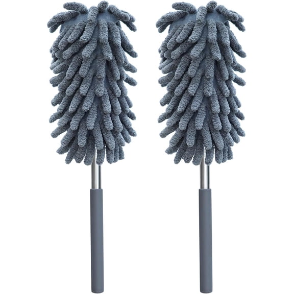 2 Pack Microfiber Duster for Cleaning, Washable Dusters, Extendable Pole, Up to 30 Inch Reachable, Wet and Dry Use Cleaning Tools for , Ceiling Fan, Window, Furniture, Office