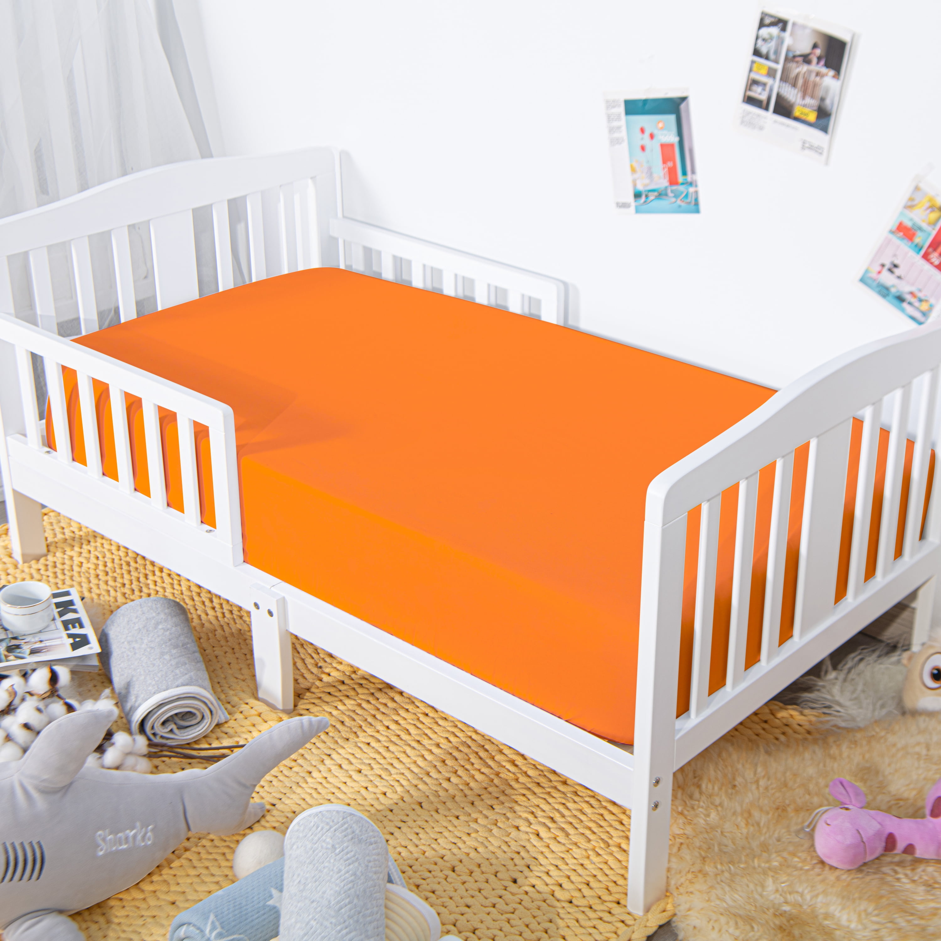2 Pack Microfiber Easy Care Fitted Crib Sheet, Ultra Soft and Cozy Toddler Sheet for Baby Boys and Girls, Orange, 28" x 52"
