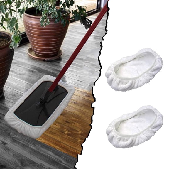 2 Pack Microfiber Mop Covers, 15x8 Inch Washable Mop Refill Pads, Reusable Terry Cloth Cleaning Sleeves for Flat Mops, Floor Cleaning Replacement