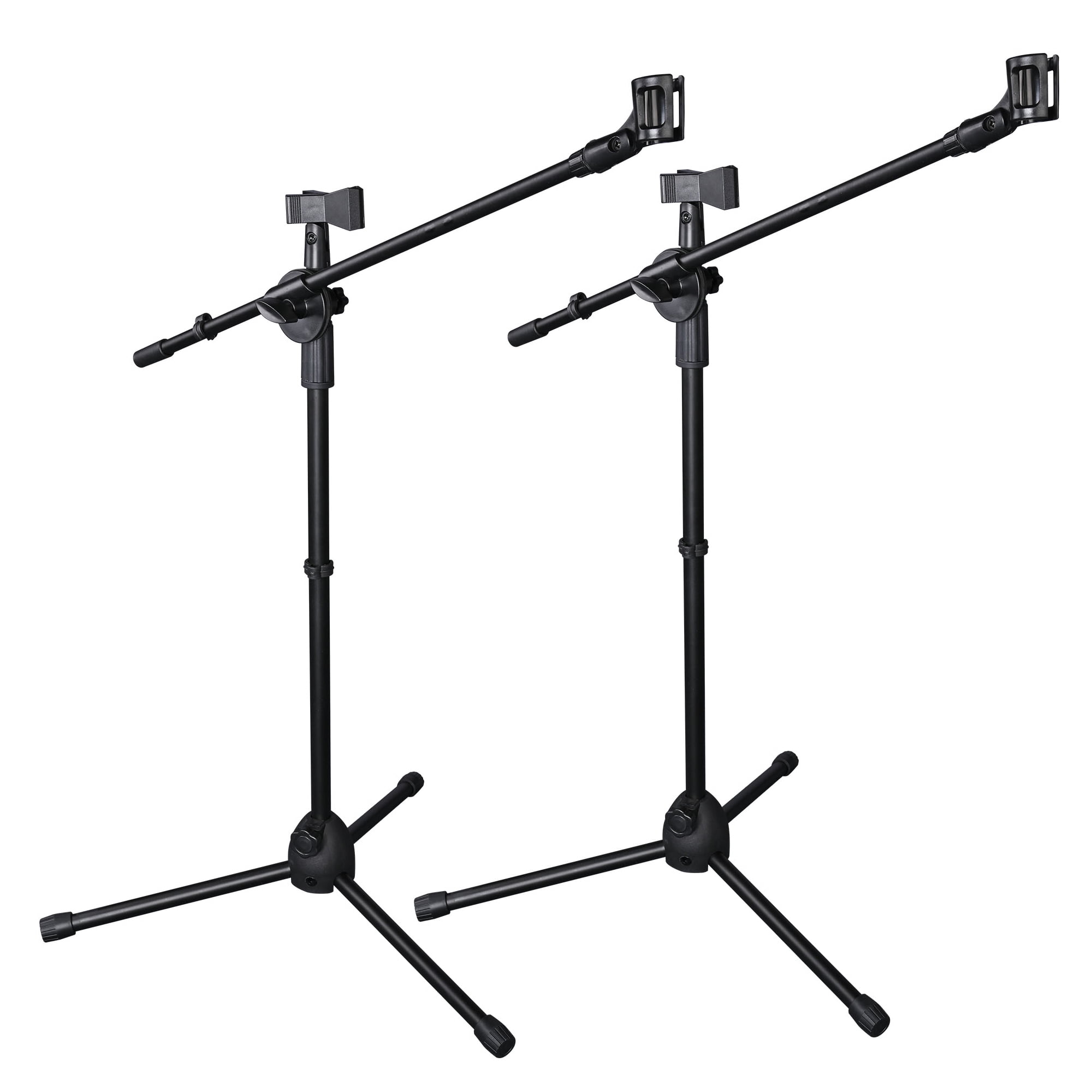 2 Pack Microphone Tripod Stand Rotating Boom Arm Dual Mic Clip Height ...