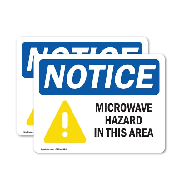 (2 Pack) Microwave Hazard In This Area OSHA Notice Sign 5 Inch X 3.5 Inch Vinyl Label Decal Sticker Weather Resistant, UV Protected for Workplace, Business, and Construction Site, Made