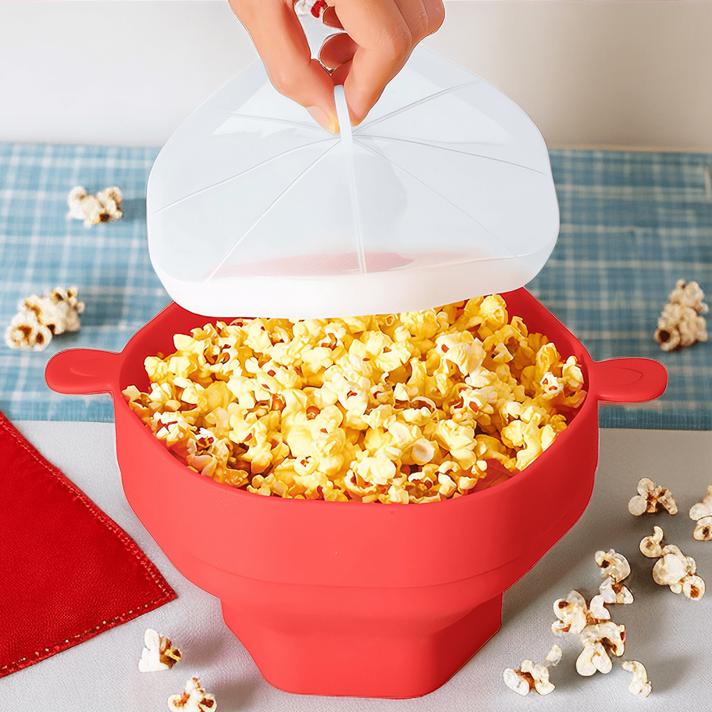 2 Pack Microwave Oven Silicone Popcorn Popper Maker Bowl Basket