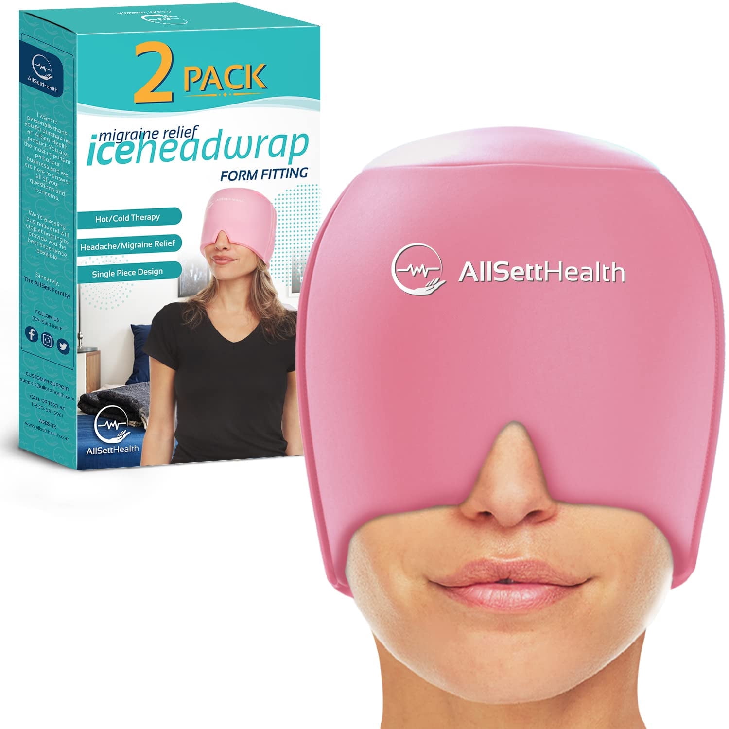 2 Pack Migraine Relief Ice Head Wrap Headache and Migraine Hat | Cold ...