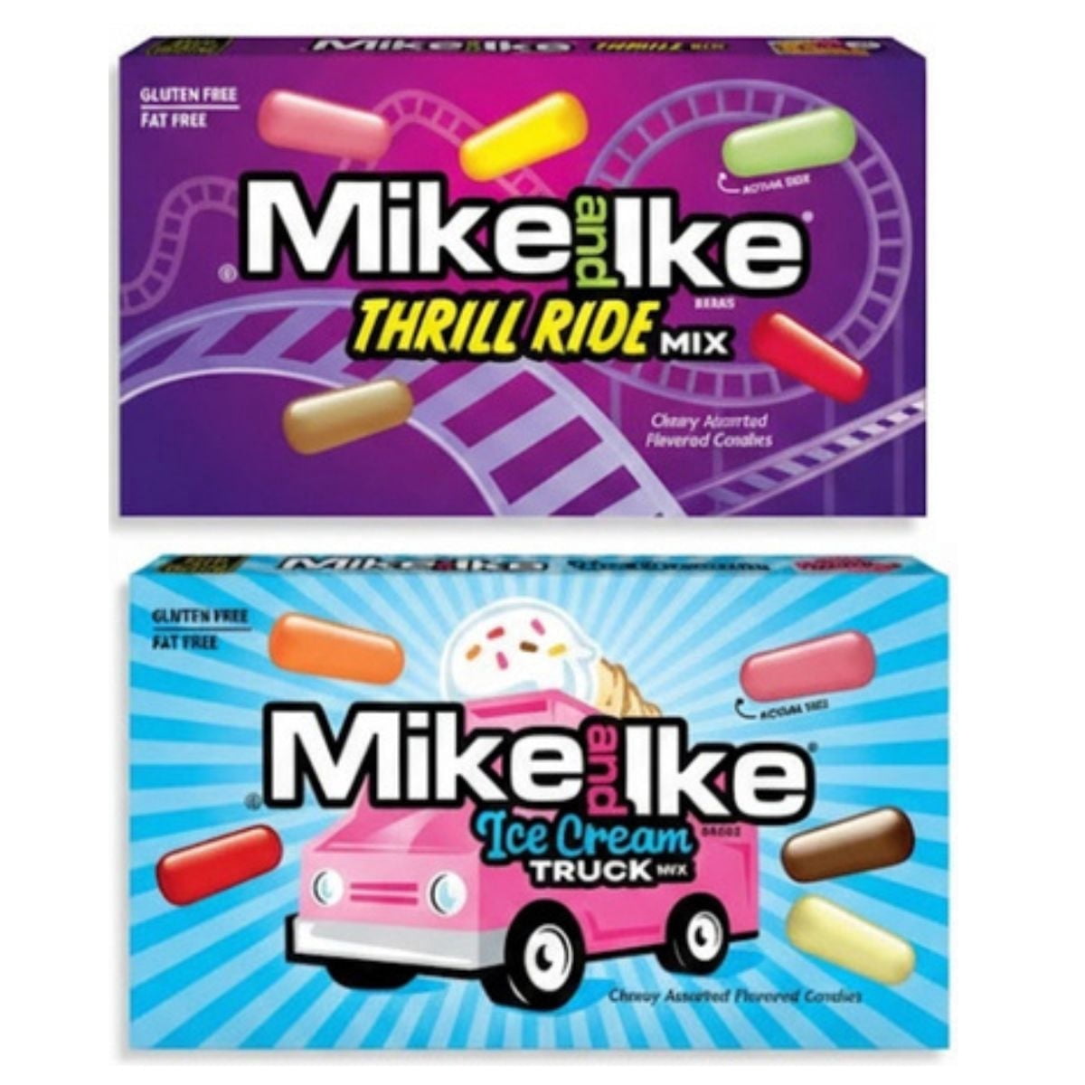 Top Ride Candy 2 Pack Mike and Ike Candy Variety Pack, Ice Cream Truck Mix & Thrill ...