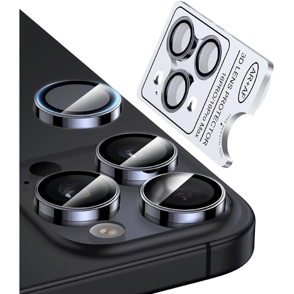 2 Pack Military Grade 9H+ Glass for iPhone 16 Pro Max/16 Pro Camera Lens Protector [1:1 Invisible Fit & Ultra Clarity] Camera Protector 16 Pro Max/16 Pro Tempered Glass, Black Titanium