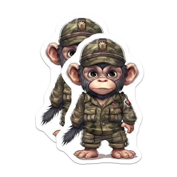 (2 Pack) Military Monkey Magnets - Camo Ape Decor - Soldier Animal Artwork for Fridge - 5" On Longest Side - Premium Magnet - for Cars, Refrigerators, Toolboxes, Lockers - Made in USA - MAG17098