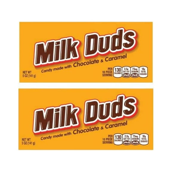 (2 Pack) Milk Duds Candy, Candy made with Chocolate & Caramel 5 oz Box