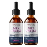 2 Pack Milk Thistle Liver Health Support Liquid Drops   High Potency Complex with Dandelion Root & Artichoke, 2 fl oz