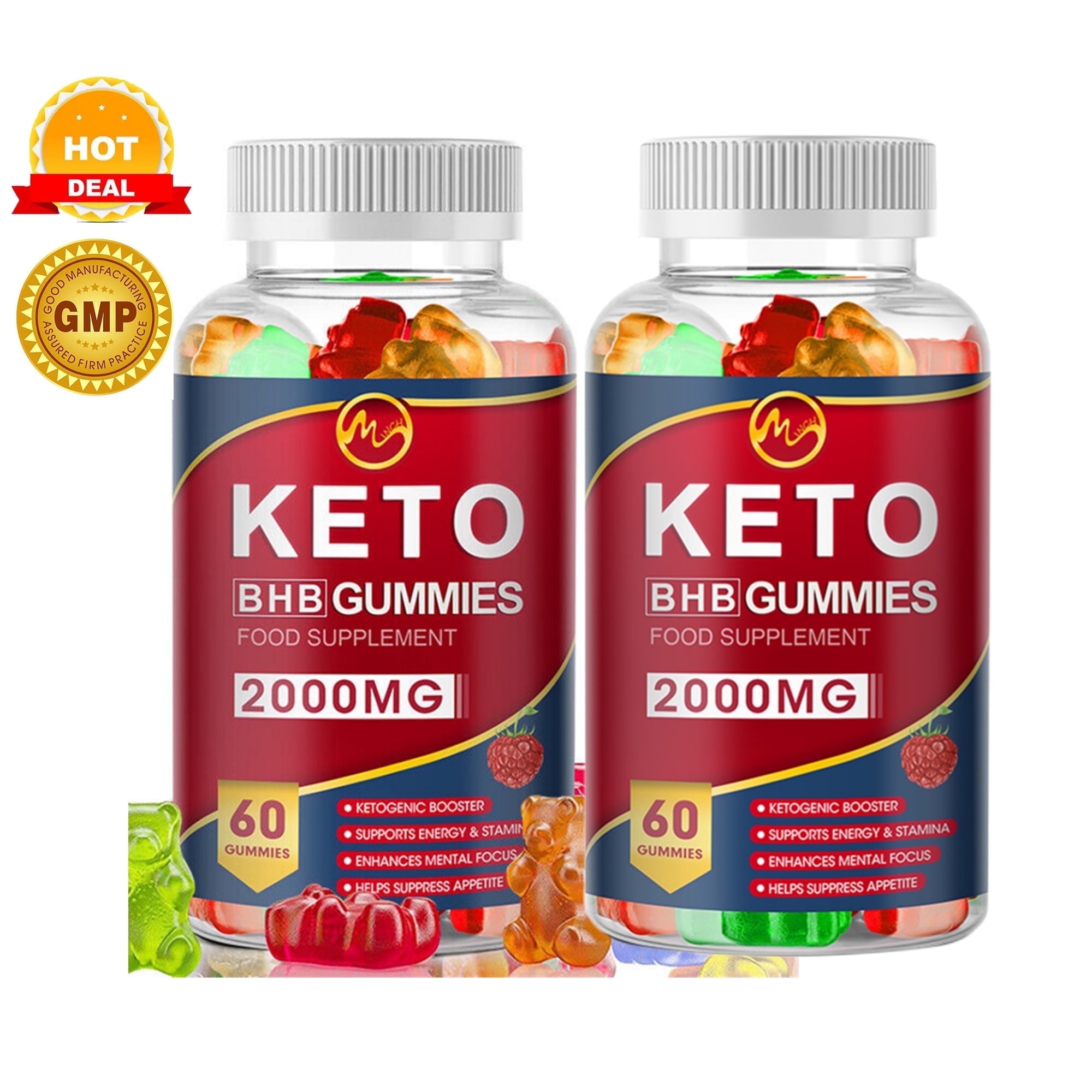 (2 Pack) Minch Keto BHB Gummies 2000mg with MCT Oil, Apple Cider Vinegar, Supply Dietary Supplement, 120 Gummies