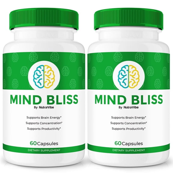 (2 Pack) Mind Bliss Daily Formula with a Natural Blend to Help Maintain Focus, Memory & Concentration | Clean, Gentle, Easy-to-Swallow MindBliss Capsules for Everyday Sharpness (120 Capsules)