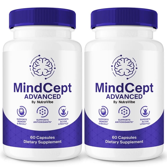 (2 Pack) MindCept Pills  Daily Formula with a Natural Blend to Help Maintain Focus, Memory & Concentration | Clean, Gentle, Easy-to-Swallow Capsules for Everyday Sharpness (120 Capsules)
