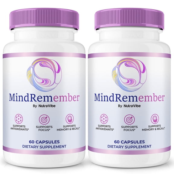 (2 Pack) MindRemember Pills – Daily Formula with a Natural Blend to Help Maintain Focus, Memory & Concentration | Clean, Gentle, Easy-to-Swallow Capsules for Everyday Sharpness (120 Capsules)