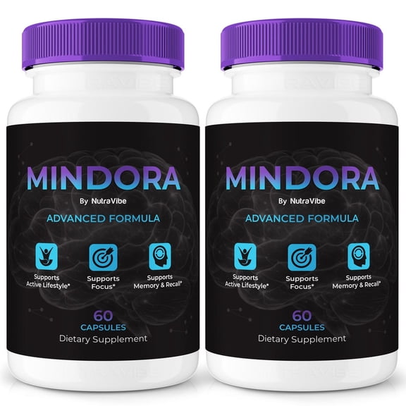 (2 Pack) Mindora Pills – Daily Formula with a Natural Blend to Help Maintain Focus, Memory & Concentration | Clean, Gentle, Easy-to-Swallow Capsules for Everyday Sharpness (120 Capsules)