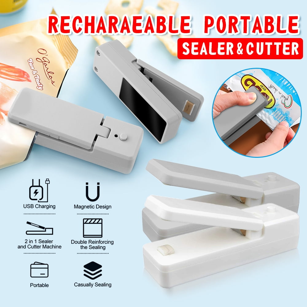 2 Pack Mini Bag Sealer, Portable Heat Vacuum Sealers Plastic Sealer, 2 in 1 Heat Seal and Cutter