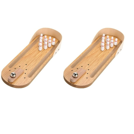2 Pack Mini Bowling Set, Wooden Tabletop Bowling Game Desk Toys Desktop Bowling Home Bowling
