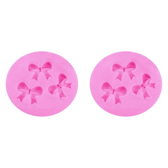 2 Pack Mini Bows Silicone Fondant Molds - Chocolate, Sugar, Candy & Cake Pop Bow Craft Molds for Valentine's Day, Birthday, Wedding & Party DIY Cake Decorating Supplies