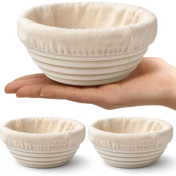 2 Pack Mini Bread Proofing Baskets with Liners Banneton Baskets Dough Proofing Bowls for Sourdough Bread Baking Supplies(Round)