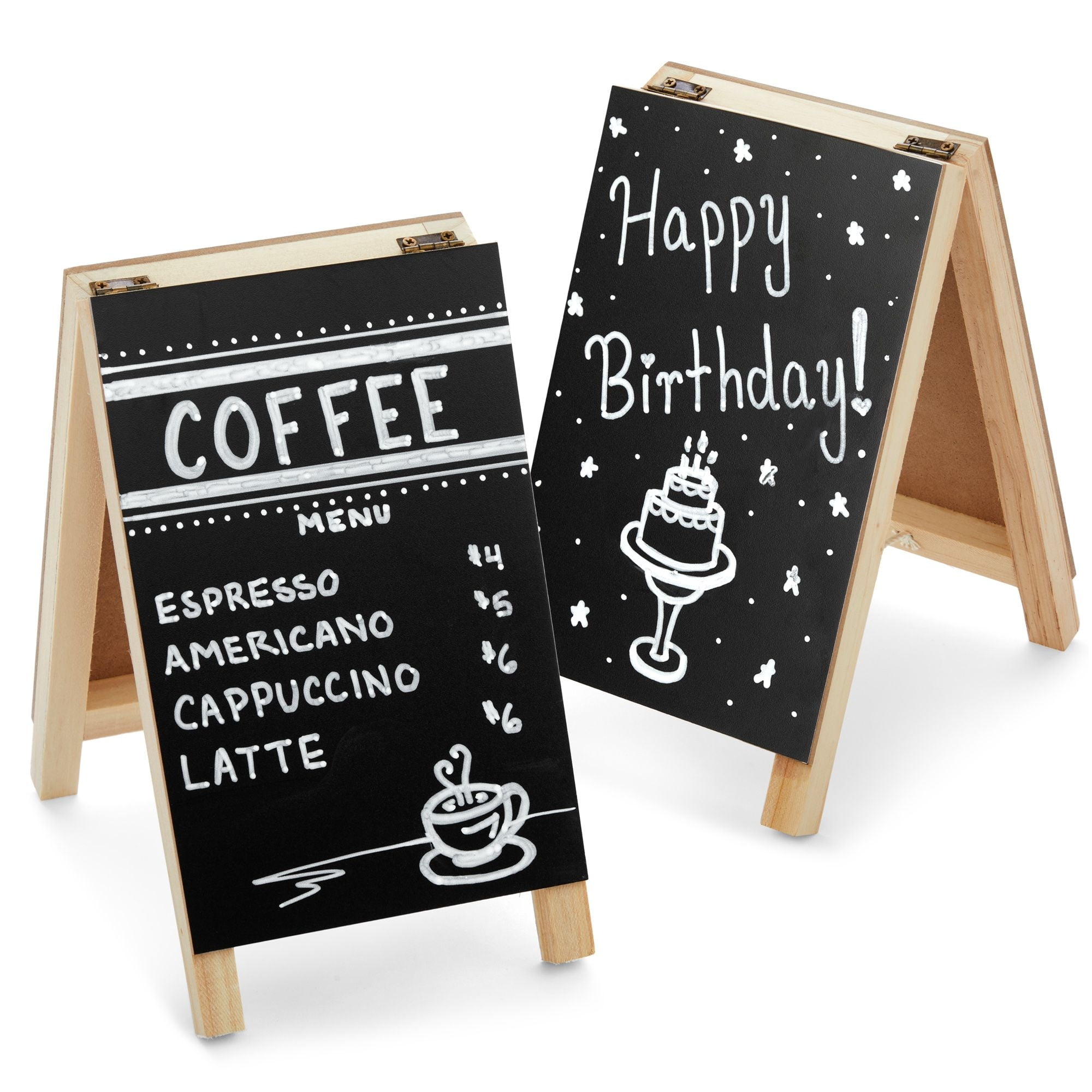 2 Pack Mini Chalkboard Easel Signs for Tabletop Decorations, Restaurant