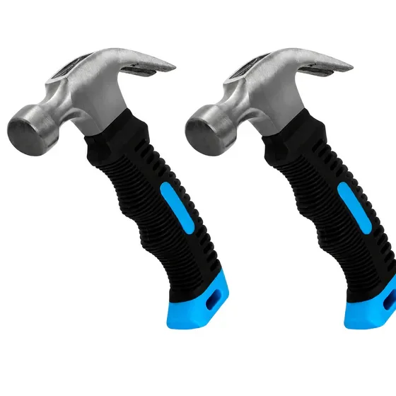 2 Pack Mini Claw Hammers, Compact Small Hand Hammer with Anti-Slip Ergonomic Handle for Camping Stakes, Household Repair & Woodworking Projects