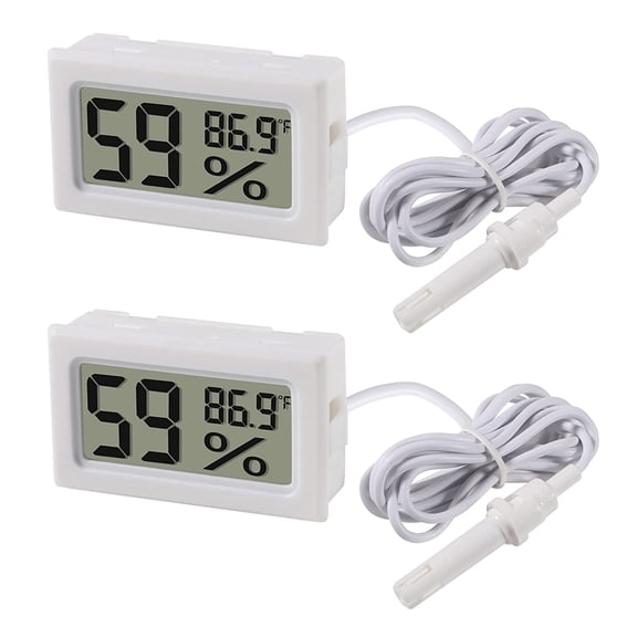 2-Pack Mini Digital Hygrometer Thermometer Gauge with Probe LCD Display Temperature Fahrenheit Humidity Meter for Incubator Reptile Plant Terrarium Humidor Guitar Case Greenhouse