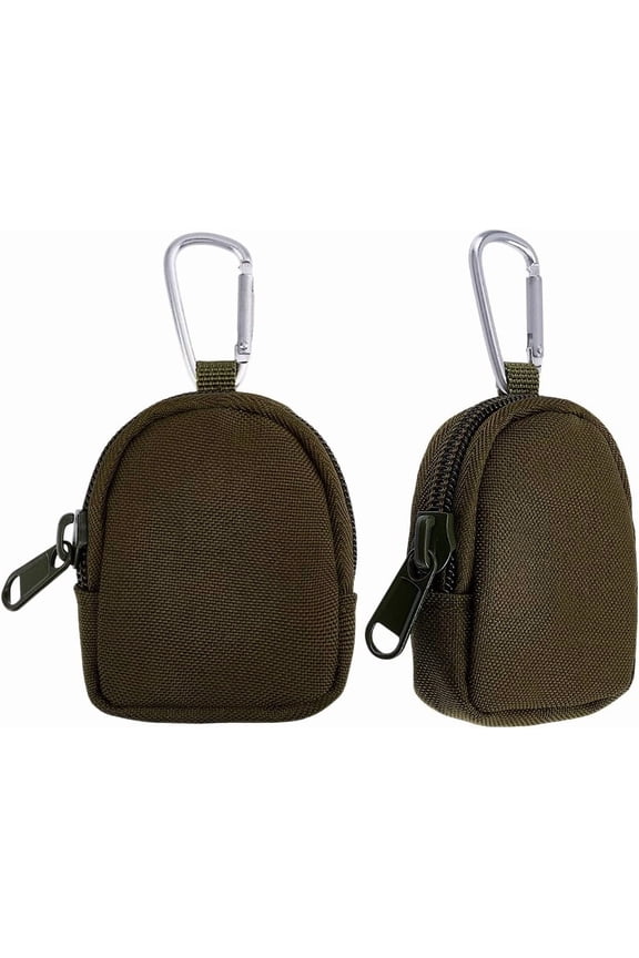 2 Pack Mini EDC Pouch Molle Bag Outdoor Keychain Tactical Coin Purse Military Pocket Utility Belt Bumbag for Mini Tool Organizer Car Key Earphone Waist Case Hiking Climbing Backpack Multi-color