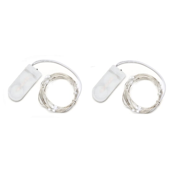 2-Pack Mini Fairy String Lights 20 LED,Cool White,7' ft/2m