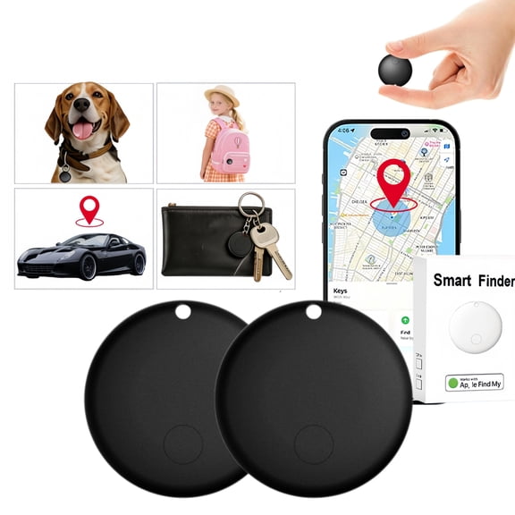 2 Pack Mini GPS Tracker for Vehicles, Bluetooth Tracker Tags, Key Finder, Works with Apple Find My (iOS Only), Hidden Car Tracking Device No Subscription, for Keys, Luggage