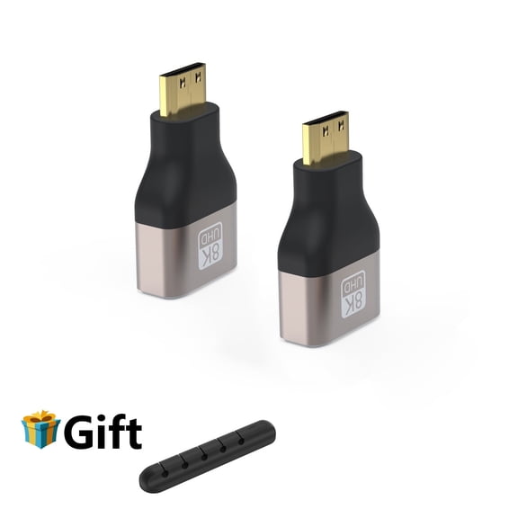 2 Pack Mini HDMI to HDMI Adapter, 8K@60Hz, 4K@144Hz, 2K@240Hz Female to Mini HDMI Male Adapter, Compatible with DSLR,Camcorder, Raspberry Pi Zero W,Laptop,Tablet,HDTV, Projector, Monitor