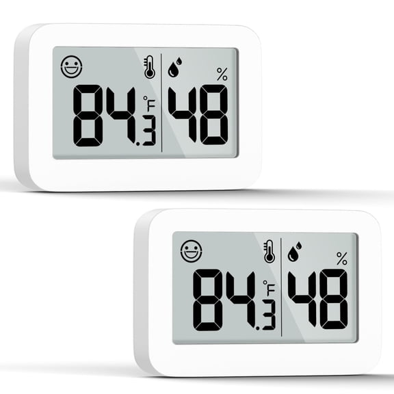 2-Pack Mini Hygrometer Indoor Thermometer, Humidity Gauge with Switch (/), Humidity Meter Digital Temperature Monitor for Greenhouse Babyroom Cellar Reptile Incubator Closet