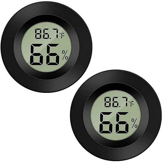 2-Pack Mini Hygrometer Thermometer Digital LCD Monitor Indoor/Outdoor Humidity Meter Gauge Temperature for Humidifiers Dehumidifiers Greenhouse Reptile Humidor Fahrenheit(℉)/ Celsius(℃)