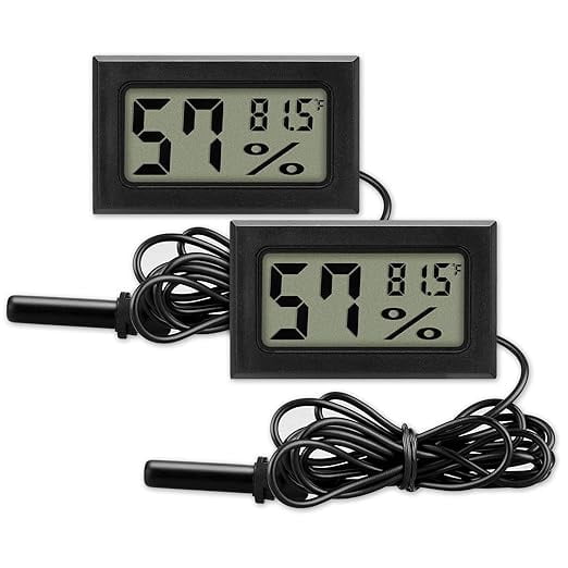 2 Pack Mini Hygrometer Thermometer Meter with Probe, Digital Humidity
