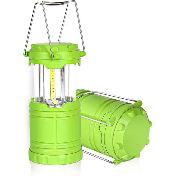 2-Pack Mini LED Green Camping Lanterns, Portable Camping Lights, Outdoor Handled Lamps, Essential Emergency Lights for Power Outages, Hiking, Hurricane
