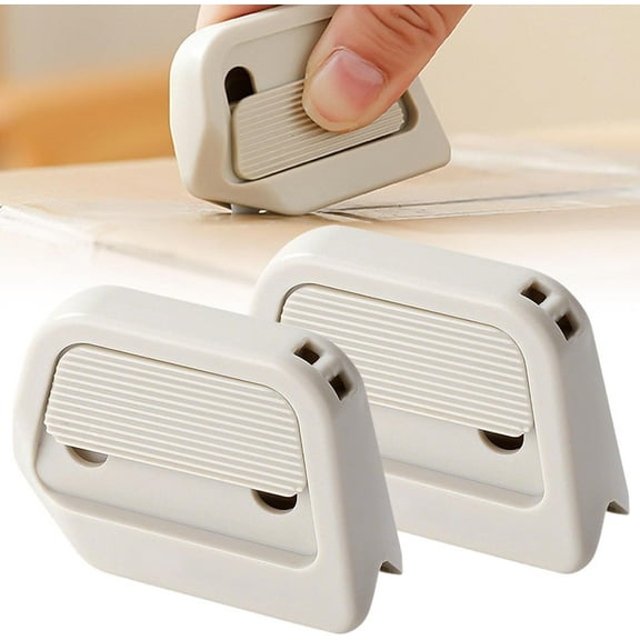 2 Pack Mini Magnetic Ceramic Box Cutter, 2025 New Ceramic Box Cutters Retractable with Safety Blades & Right Angle Groove, Portable Box Opener Tool for Cardboard, Crafts (Khaki)