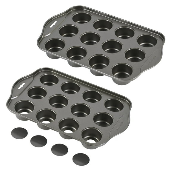 2 Pack Mini Muffin Cheesecake Pan with Removable Bottom, 12 Cavity Nonstick Cupcake Pan