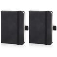 thumbnail image 1 of 2 Pack Mini Notebooks, 3.15 ×4.33 Inch Pocket Notebook Small Leather Notebooks, Hardcover Pocket Journal Tiny Notebook for Men, 100 Sheets Thick Lined Paper per Notepad (Black), 1 of 7