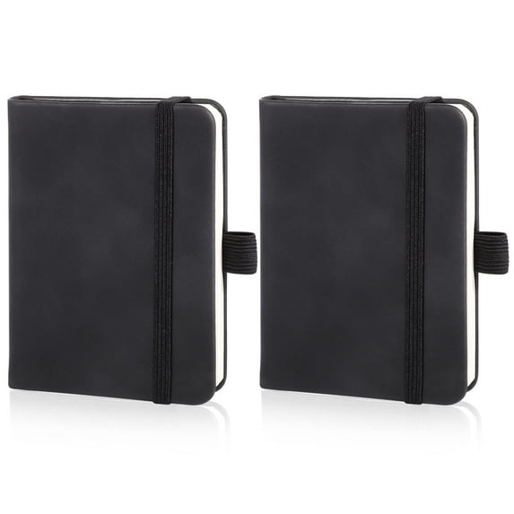2 Pack Mini Notebooks, 3.15 ×4.33 Inch Pocket Notebook Small Leather Notebooks, Hardcover Pocket Journal Tiny Notebook for Men, 100 Sheets Thick Lined Paper per Notepad (Black)
