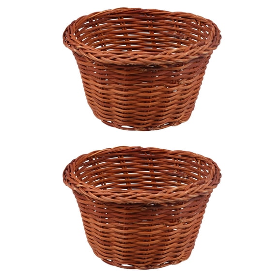 DRAFIDEEP Brown Vine Storage Basket Mini 2Pcs 4.7In 2.8In For Home Decoration Easter Party
