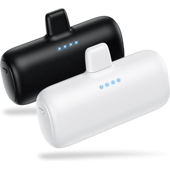2-Pack Mini Portable Charger for iPhone,5200mAh Ultra Compact PD Fast Charging Power Bank,Plug-in Battery Pack Travel Cordless Phone Charger,Compatible with iPhone 14/14Pro/13/12/11/X/8/7/6plus etc