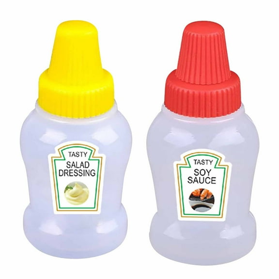 2-Pack Mini Portable Condiment Bottles | Food-Grade HDPE Plastic | 3 x 7.5cm Squeeze Bottles for Tomato Sauce, Mustard, Oil & Syrup | Outdoor BBQ, Camping & Kitchen Use | BPA-Free & Leak-Proof Lid