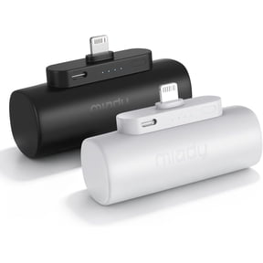 2-Pack Mini Power Bank Built-in Connector Small Portable Charger