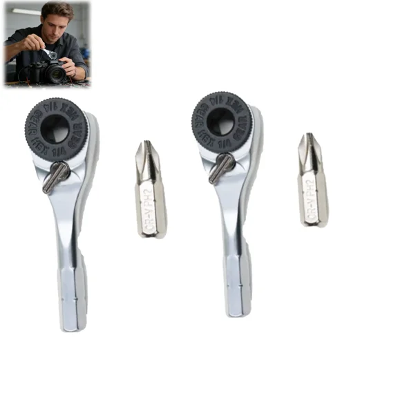 2 Pack Mini Ratchet Wrench with PH2 Bit, 6mm Hex Drive Portable Ratcheting Screwdriver, Compact Hand Tool for Furniture Bicycle Car Repair in Tight Spaces(xxw)