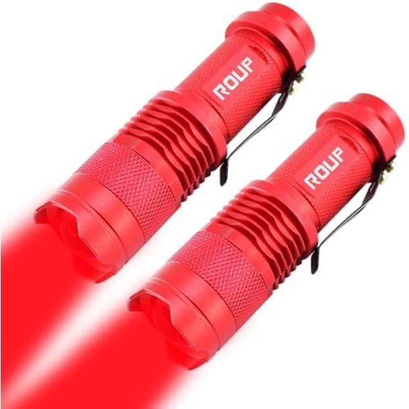 2 Pack Mini Red Light Flashlight, Zoomable Red LED Flashlight, Water Resistant, 3 Modes Red Flashlight Torch for Night Vision, Astronomy, Aviation, Night Observation and Outdoor Activities