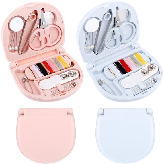 2-Pack Mini Sewing Kit,QZS Sewing Supplies with Multi-Color Threads,Pins,Needles & Tools for Adults,Beginners,Travelers,Home