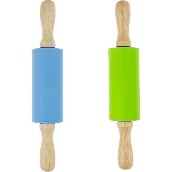 2 Pack Mini Small Rolling Pin 9 Inch Kids Rolling Pin Wooden Handle for Home Kitchen