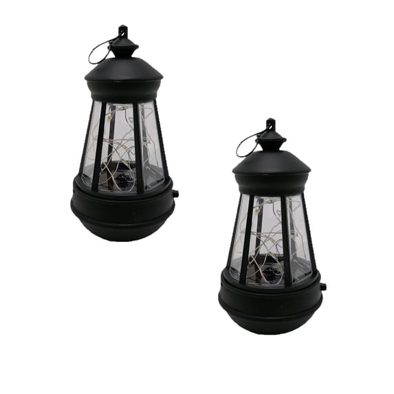 2 Pack Mini Solar Pendant Lights,IP65 Waterproof Hanging Lantern,Resin & Iron Small Outdoor Lamp,Auto On/Off Solar Powered Decorative Light for Garden Patio Yard Balcony