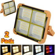 2 Pack Mini Solar Work Light,5 Modes Rechargeable Work Light,1000 W 80 LED Work Lights,USB Waterproof Portable Work Light for Emergency Maintenance Camping,Yellow 3.86 in