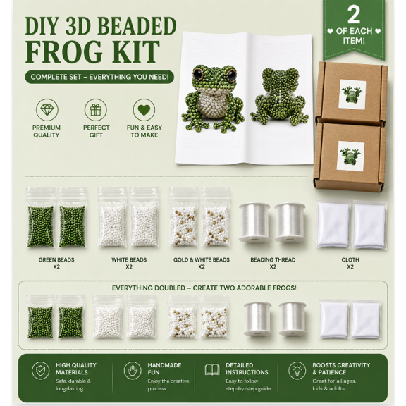 2 Pack Mini Tiny 3D Beaded Animal DIY Craft Kits, Assorted Cute Animal Patterns with Full Tools & Step-by-Step Guide, Beginner-Friendly Beadwork Bundle for Leisure Handmade & Creative Gift Making